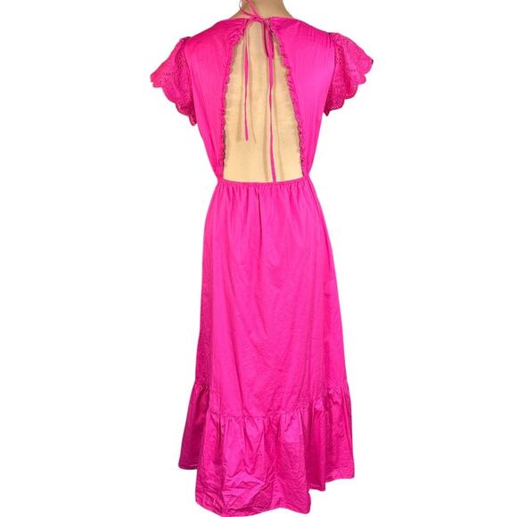 Jason Wu Boho Tiered Midi Dress Pink Cotton Size Medium‎ Flowy Feminine - Picture 3 of 7